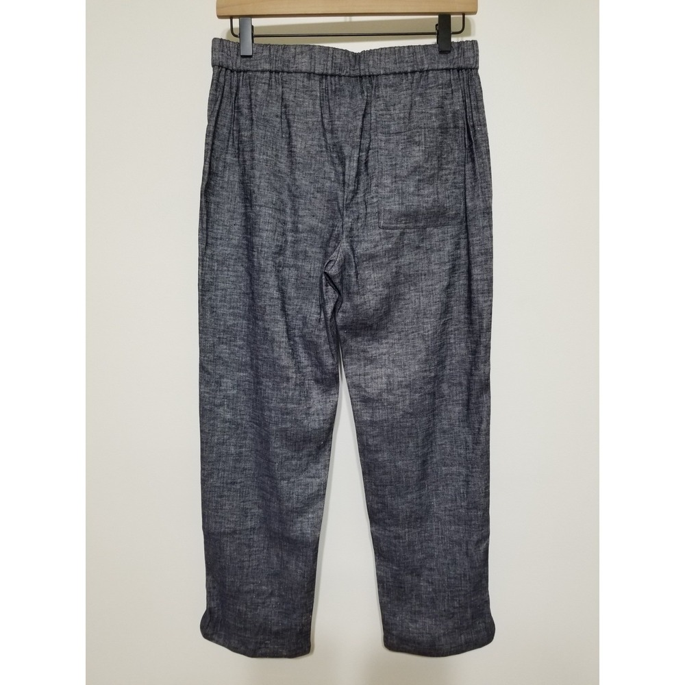 Theory Thorina Tierra Wash Linen Cropped Pants Deep Denim NWT Size 4 $285 - Picture 9 of 16